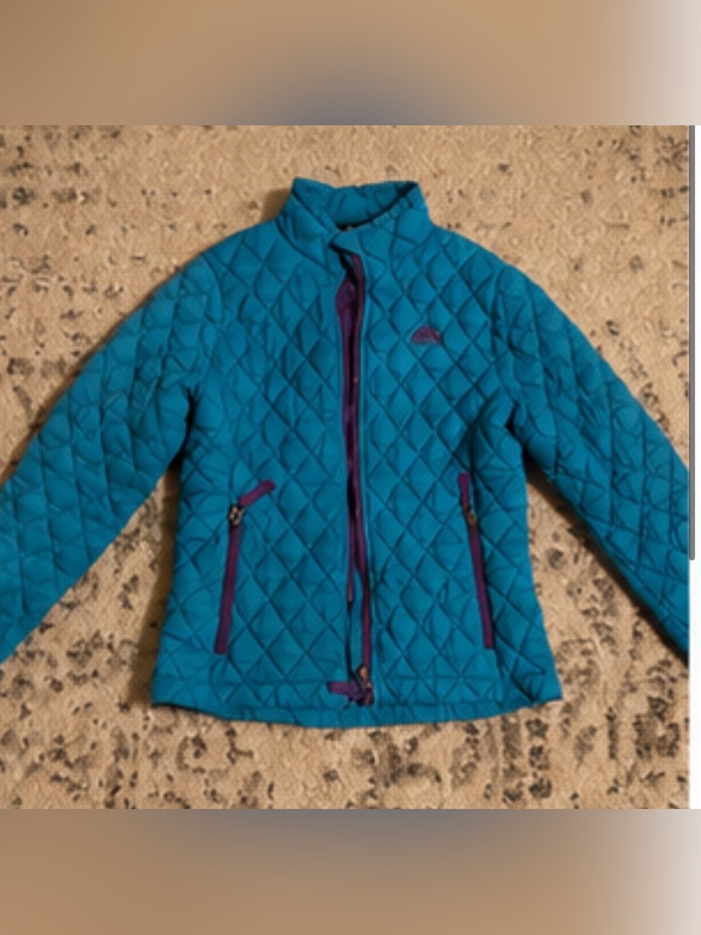 Snozu Teal Quilted Puffer Jacket with Purple Trim